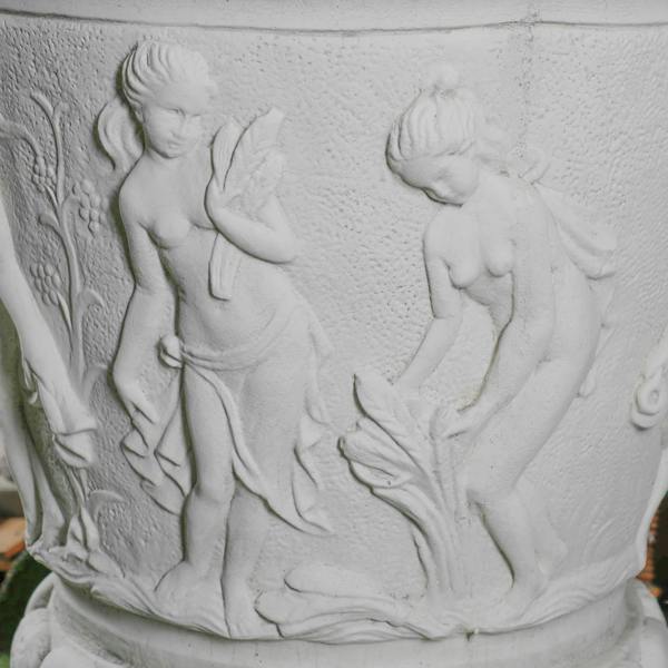 Giant Stone White Harvest Design Round Vase Planter 3.94' Tall 