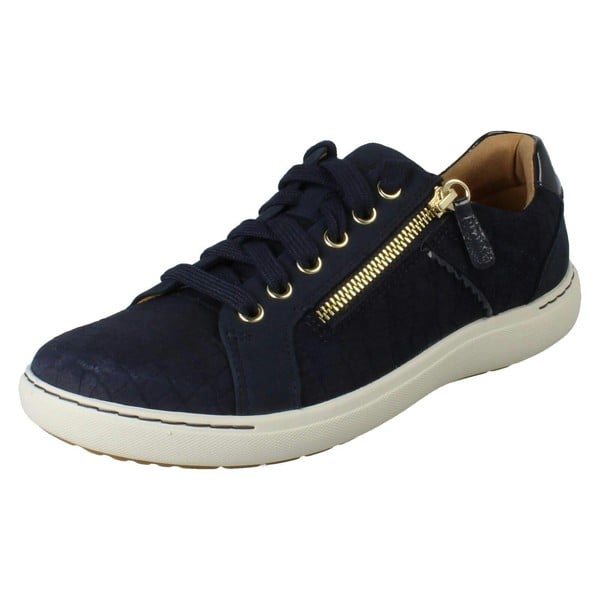 Clarks Ladies Clarks Leather Trainers Nalle Zen - Navy Interest