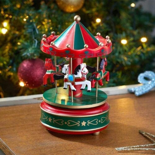 Samuel Alexander 18cm Wind Up Musical Carousel Indoor Christmas Decoration