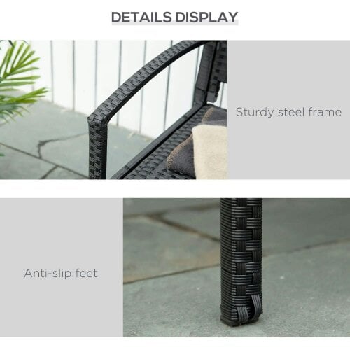 Bobobiy 2 Seater Poly Rattan Garden Bench, All Weather Wicker Garden Loveseat, Outdoor Seating Bench with 240 Load Capacity, Black