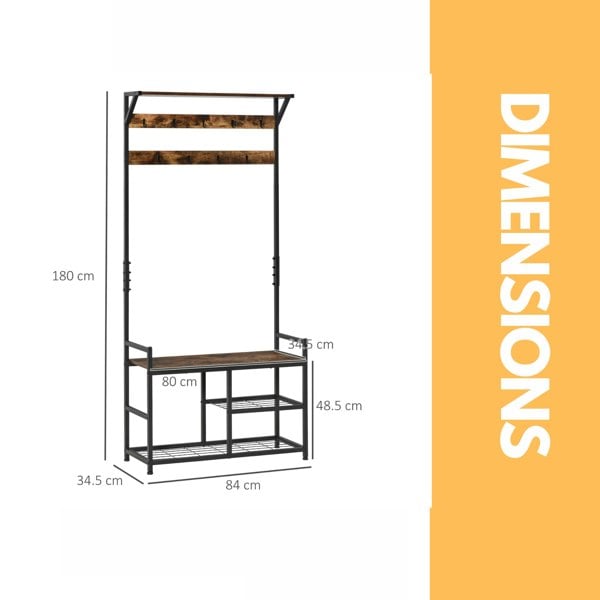 Rafaelo Mobilia Industrial 180CM Tall Coat Stand With 9 Hooks