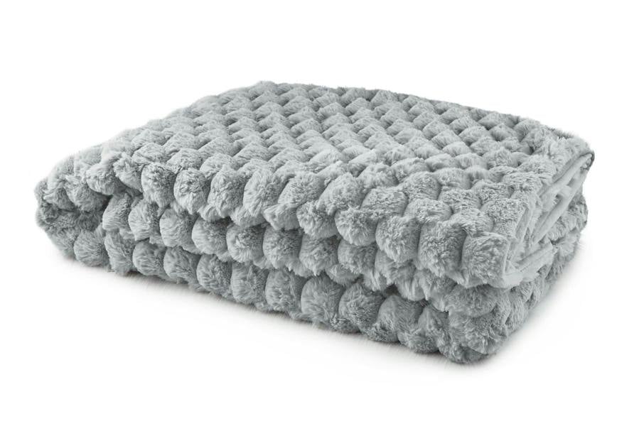 Lush Faux Rabbit Fur Silver Throw 140x180cm