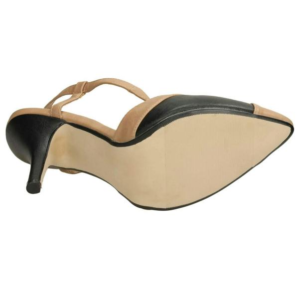 Spot On Ladies Spot On Heeled Ankle Sling Pointed Toe Court Shoes