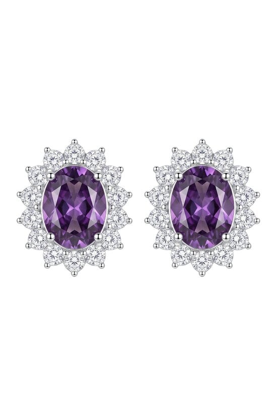 Latelita Catherine Gemstone Stud Earrings Amethyst Silver