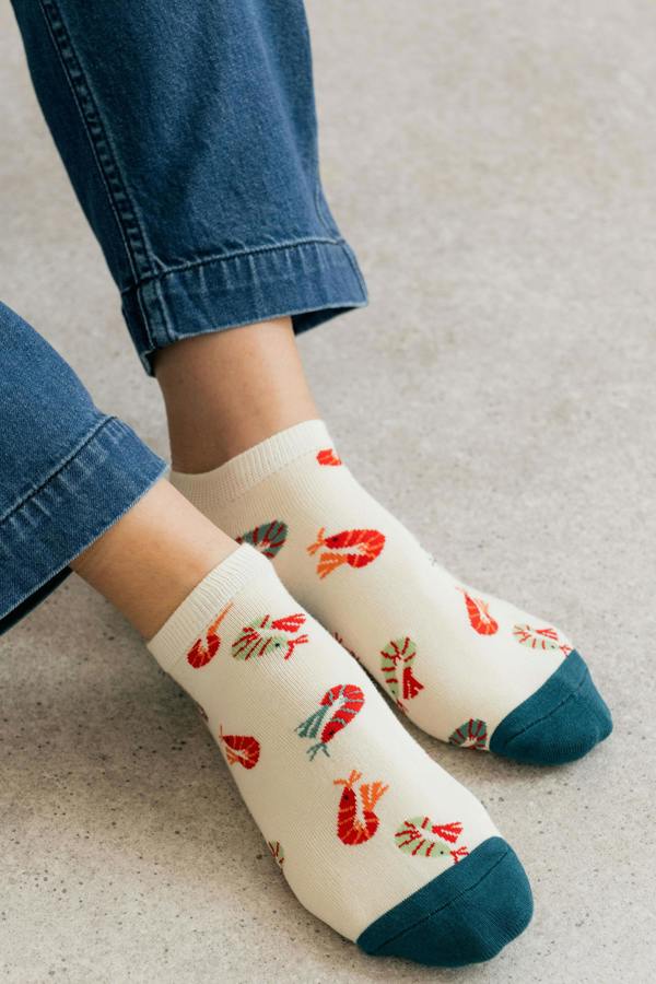 Lily & Me Klayton The Shrimp Bamboo Trainer Socks And Decoration Giftbox