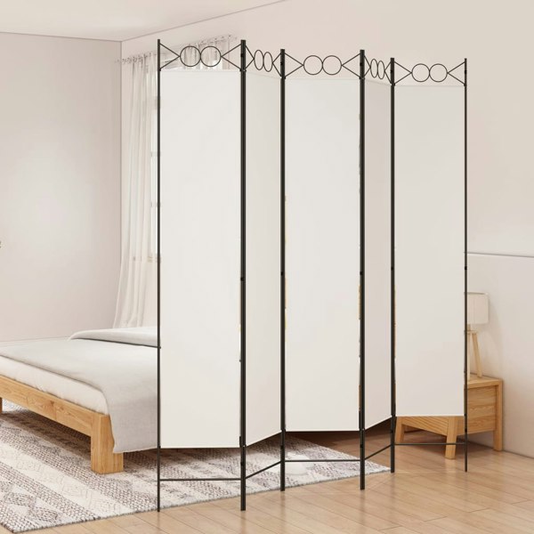 Berkfield 5-Panel Room Divider White 200x220 cm Fabric