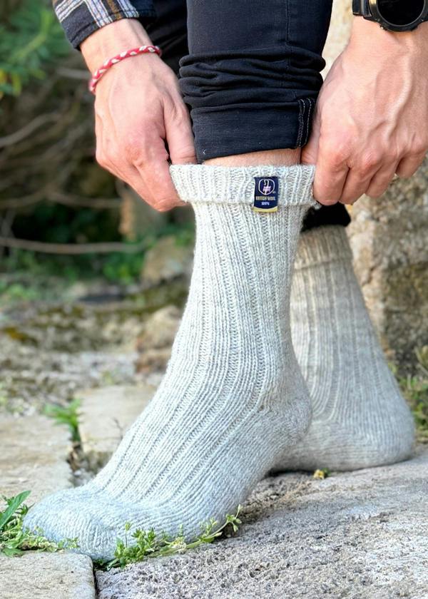 Jemsox British Wool Boot Socks – Light Grey Natural | 100% British Wool Luxury Boot Socks