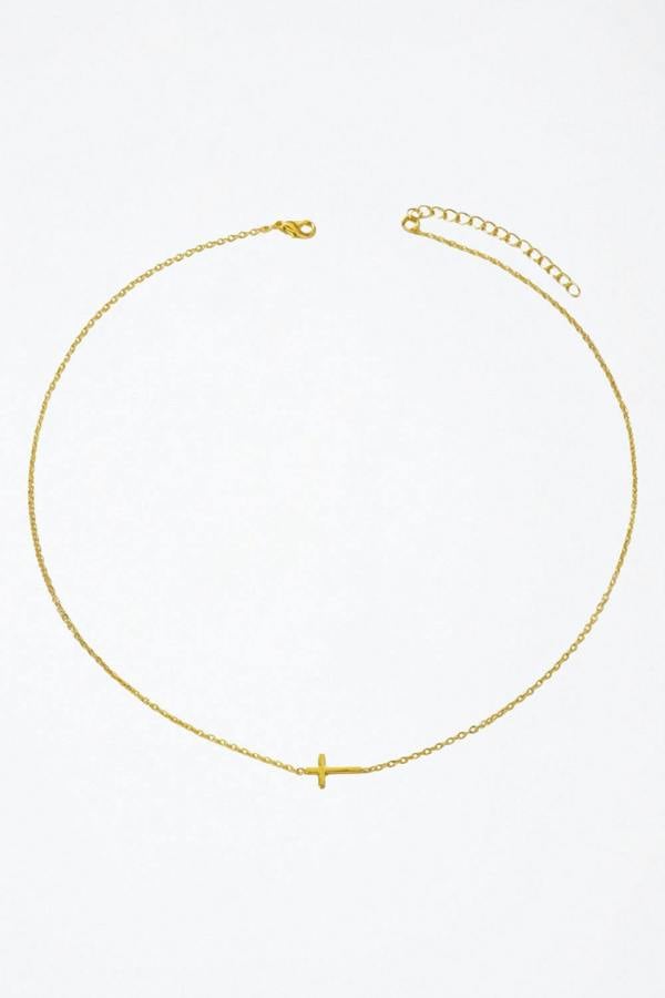 Serla Gold Cross Pendant Necklace
