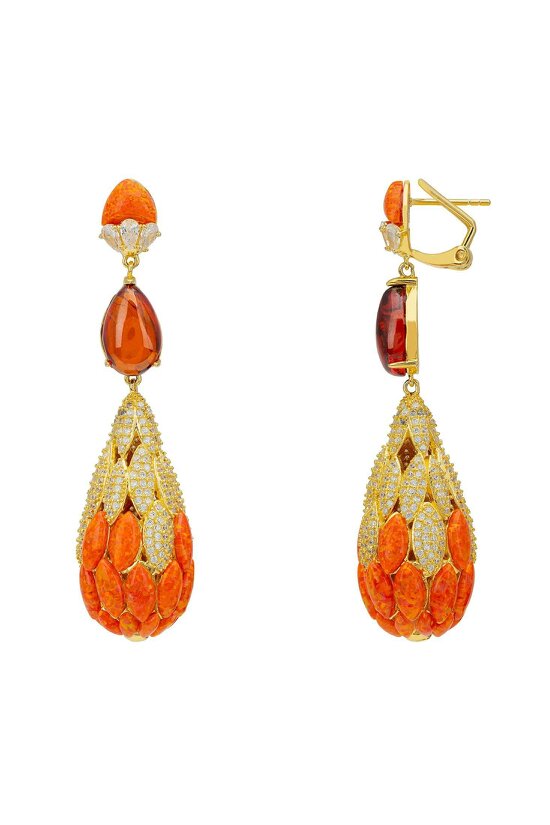 Latelita Carmen Fire Opal Drop Earrings Gold