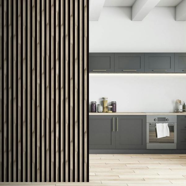 Grandeco Lamella Wood Slat Panel 3D Photorealistic Effect Textured Wallpaper, Light Wood