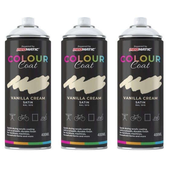 Colour Coat 3X Vanilla Cream RAL 1015 Satin Spray Paint 400ml