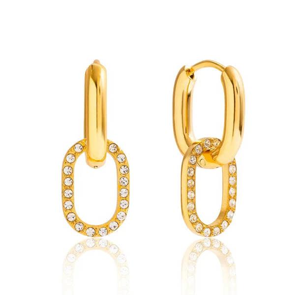 Elk & Bloom Dainty 14k Gold Gemstone Double Loop Hoops