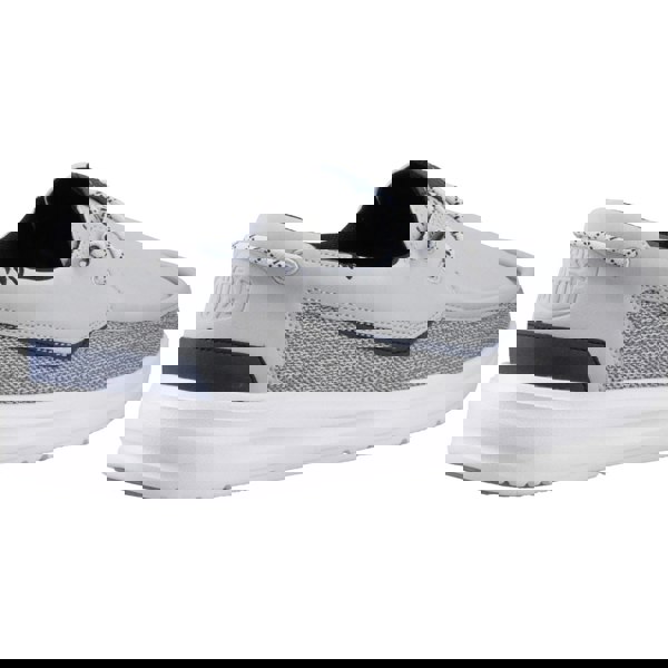 HEYDUDE Welsh Grip Classic Mesh Cotton Blend Men's Storm Gray/Navy Blazer Boat Shoes