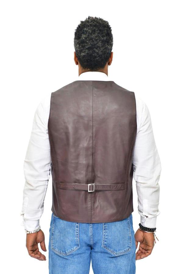 Infinity Leather Mens Classic Leather Waistcoat-Chester