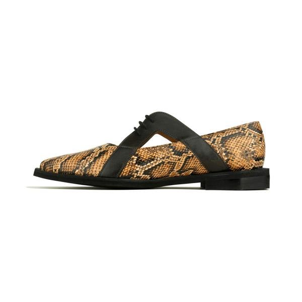 Embassy London Harlowe - Brown Snake - Women's cutout leather lace up shoe