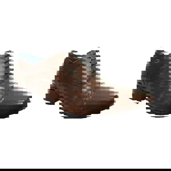 Roamers Mens 4 Eyelet Punched Cap Leather Oxford Shoes - Tan