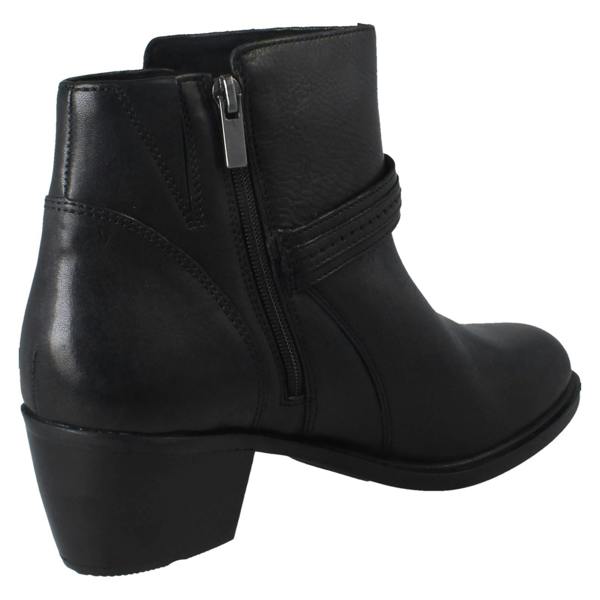 Clarks Ladies Clarks Zip Fastening Block Heeled Smart Casual Ankle Boots Neva Buckle