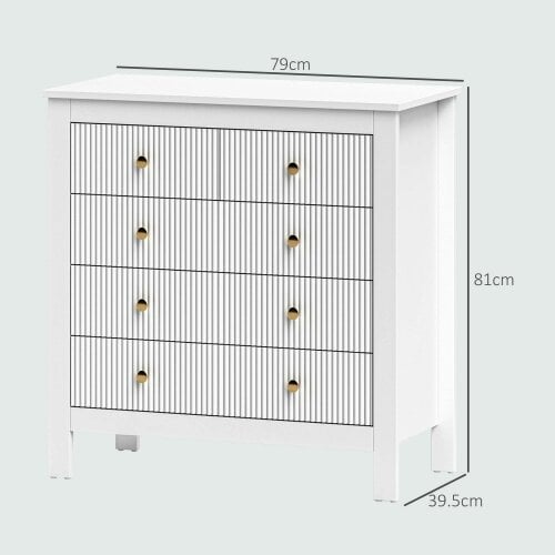 Wyld Haus Vedise Wooden White Elegant 5 Drawer Chest Of Drawers
