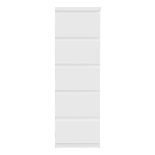 Edmore 5 Drawer Tall Narrow Chest in White