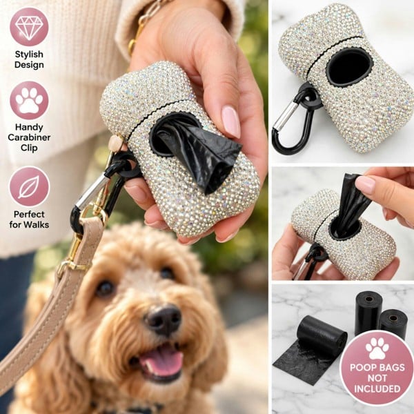 Love EMVY Sparkly Crystal Effect Dog Poop Bag Dispenser