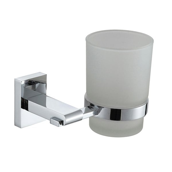 Showerdrape Unity Chrome Stainless Steel & Frosted Glass Wall Mounted Toothbrush Holder