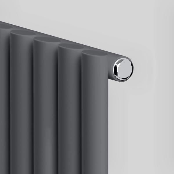 MYHOMEWARE Anthracite Gray 660 x 600 mm Modern Horizontal Column Designer Radiator Oval Single Panel Radiator Heater