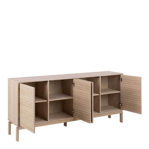 Wyld Haus Nakskov White Oak Wood Panelled Sideboard 4 Door
