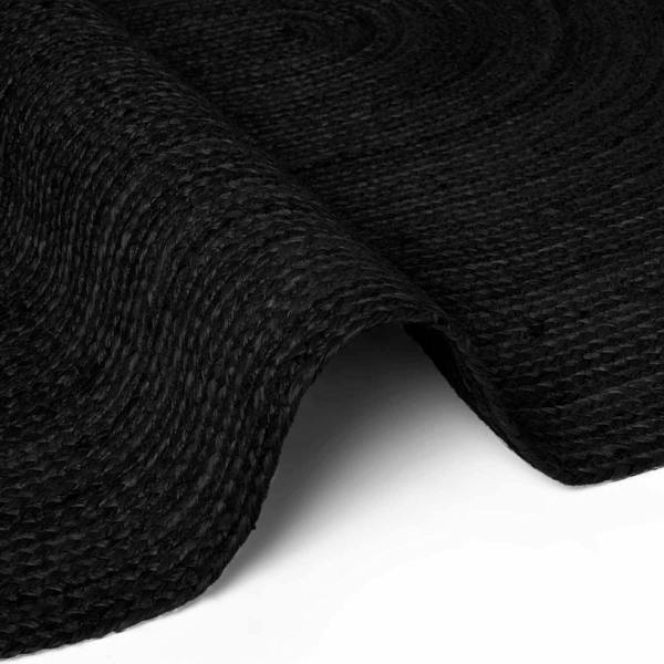 Braided Jute Rug Round Rangpur Black