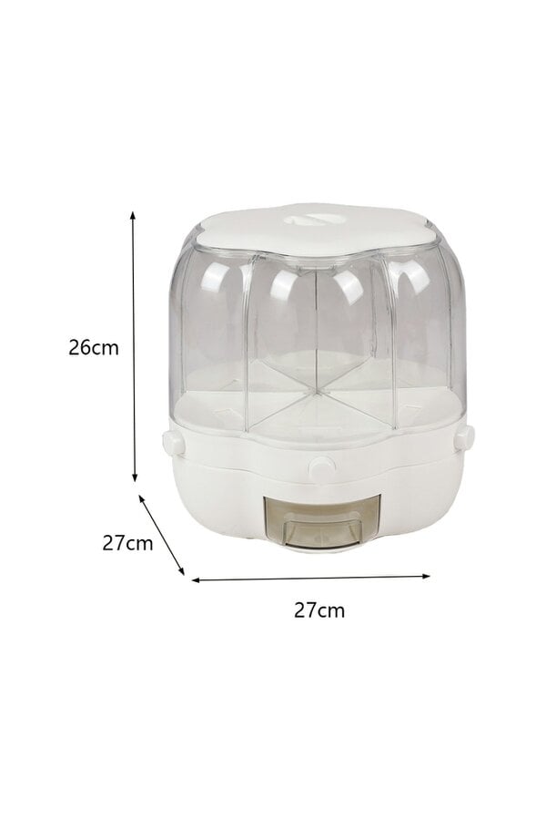 Living and Home 6-Gird Round Cereal Dispenser Rotating Food Organizer Dry Grain Storage for Kitchen
