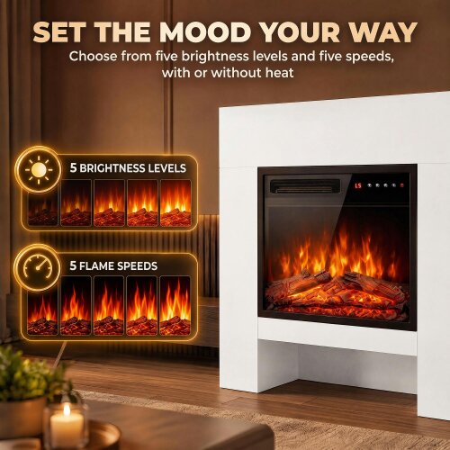 HOMCOM Freestanding Electric Fireplace Suite, Open Shelf, 30", 900W/1800W