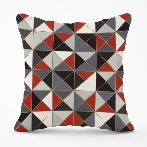 Warren Reed Grey Red Triangle Geometric Cushions