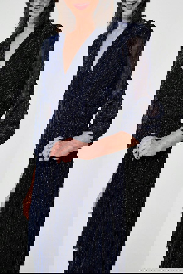 Navy | Sparkly Semi Sheer Texture Maxi Dress
