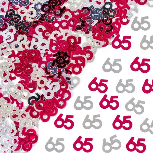 65th Birthday Pink and Silver Foil Confetti Decoration Set, Metallic Table Scatter for Parties image 4