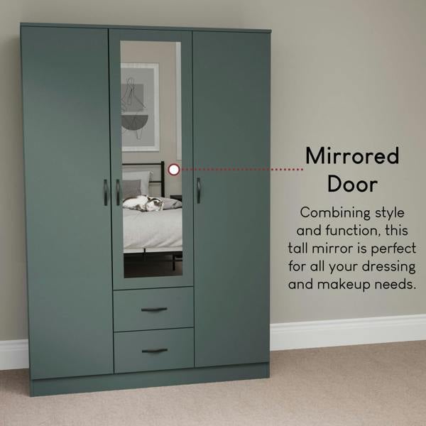 Vida Designs Riano 3 Door 2 Drawer Mirrored Wardrobe