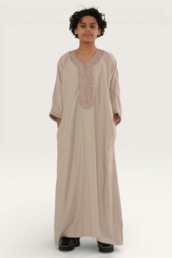 Infinity Leather Kids Boys Moroccan Thobe Robe Djellaba Gandoura Eid Jubba- K-HM66