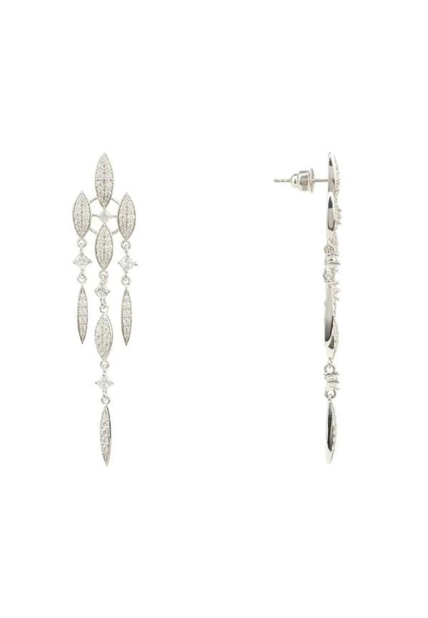Valencia Statement Drop Earring White Cz Silver - LATELITA Earrings