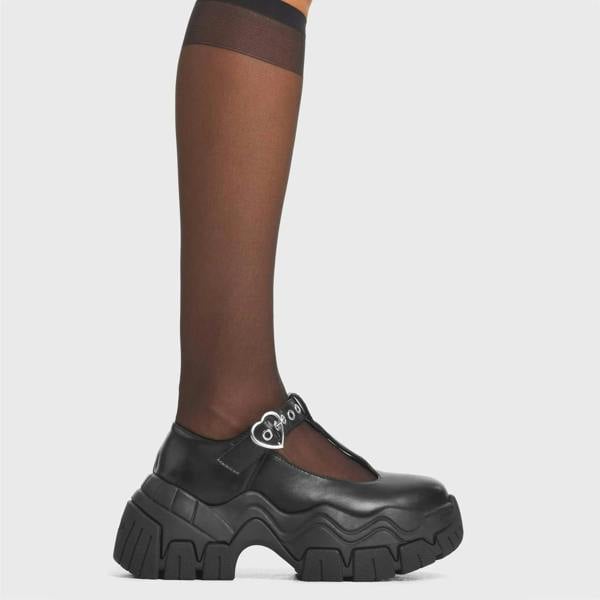 Lamoda Hot Totty Black Platform High Heel Ankle Boots Black PU Stylish