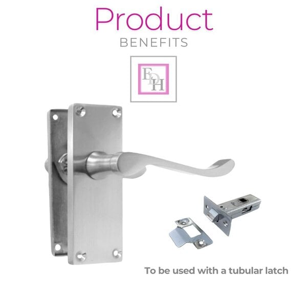 EDH Door Hardware Satin Chrome Victorian Scroll lever Latch Modern Door Handles, 6 Pairs