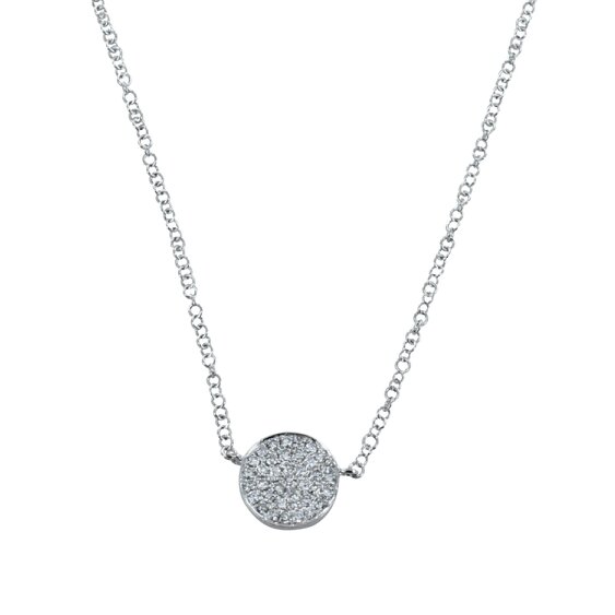 Reeves & Reeves 14ct Solid White Gold Diamond Disc Necklace