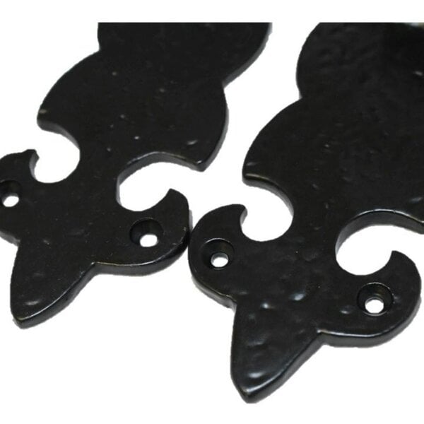 EDH Door Hardware Black Cast Iron Fleur-de-Lys Door Handles – Lever Latch, Bathroom Lock & 3 Lever Lock Sets