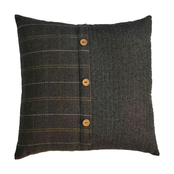 Wyld Haus Set of 2 Quimper Pewter Cushion Covers with Button Detail