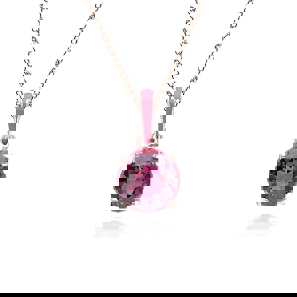 Gemondo Siberian Waltz Pink Enamel & Round Rhodolite Pendant Necklace In Rose Gold Vermeil