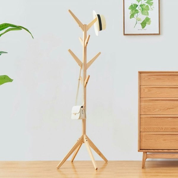 Rafaelo Mobilia Wooden Coat Stand With 8 Hooks Brown