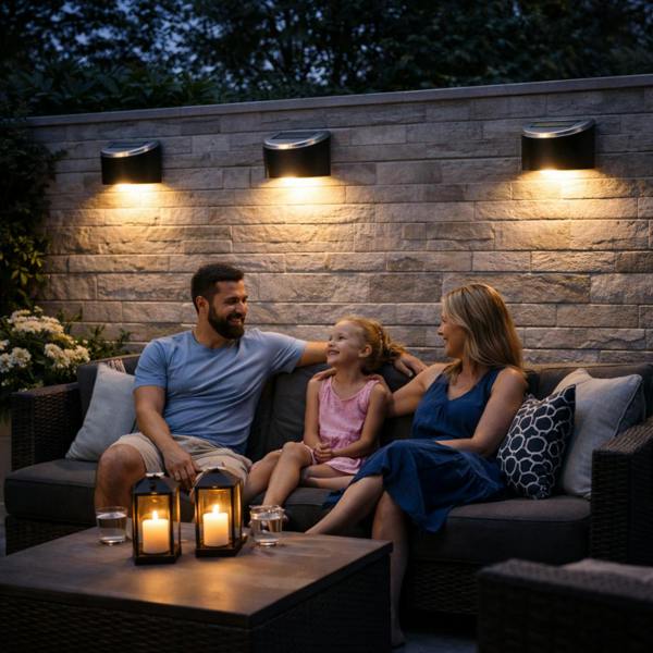Gardenwize Pack of 4 Solar Fence Lights – Urbane LED Wall Lights
