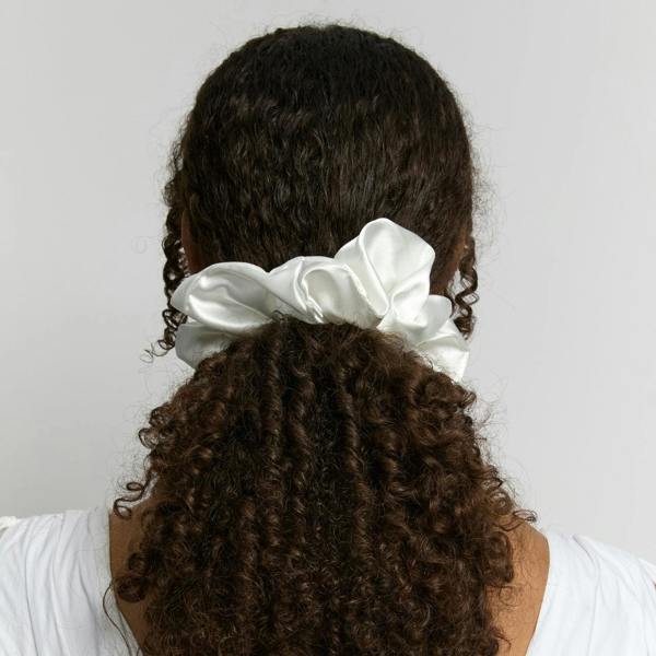 Silver Cloud Beauty Silver Cloud Satin+ Oversized Scrunchie Santorini White