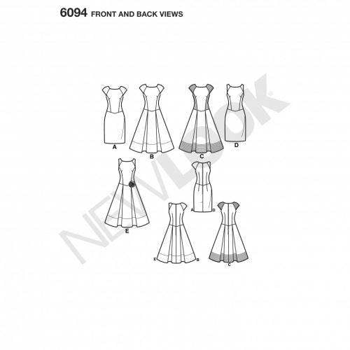 New Look Sewing Pattern 6094, Dresses for Women, 8-10-12-14-16-18 - Intermediate