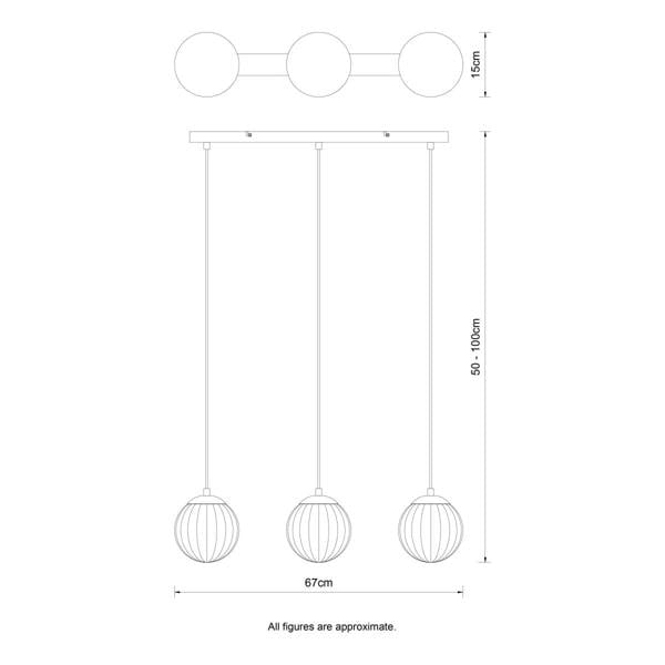 COSYLYTE Kingston 3 Light Ribbed Glass Pendant Light
