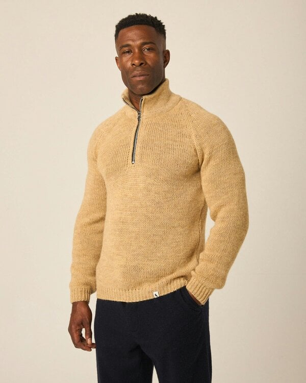 Peregrine Clothing Bristol Zip Neck Jumper - Sandstone