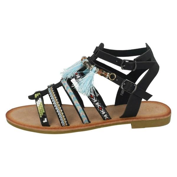 Savannah Ladies Savannah Flat Strappy Beaded Sandals