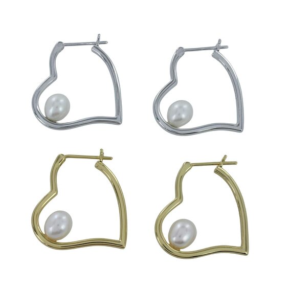 Reeves & Reeves Heart Pearl Earrings